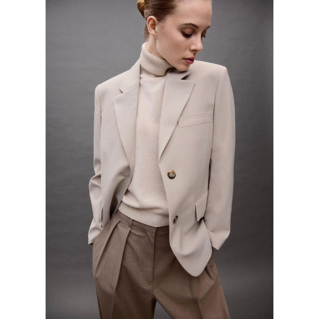 Structured Straight Blazer - Beige