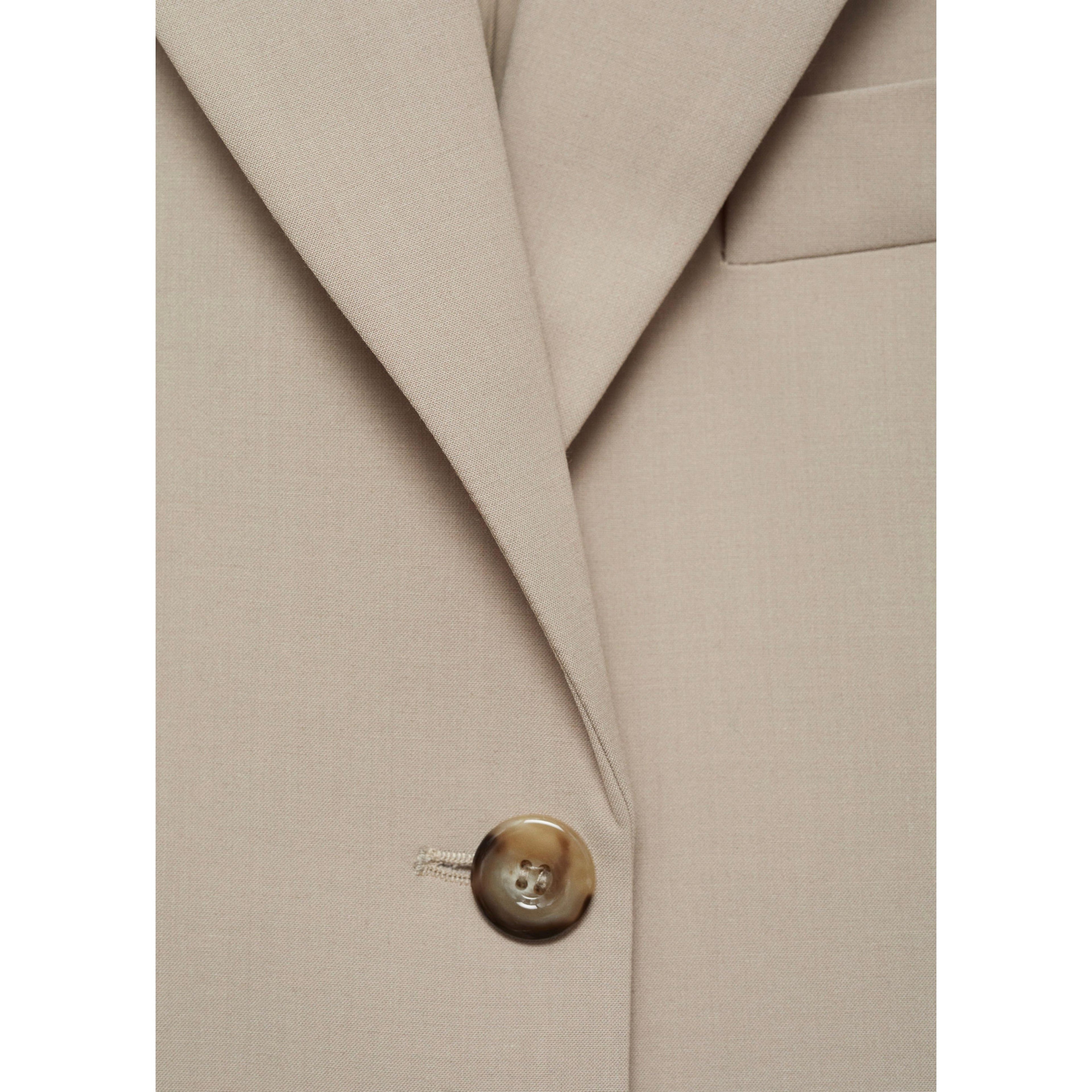 Structured Straight Blazer - Beige