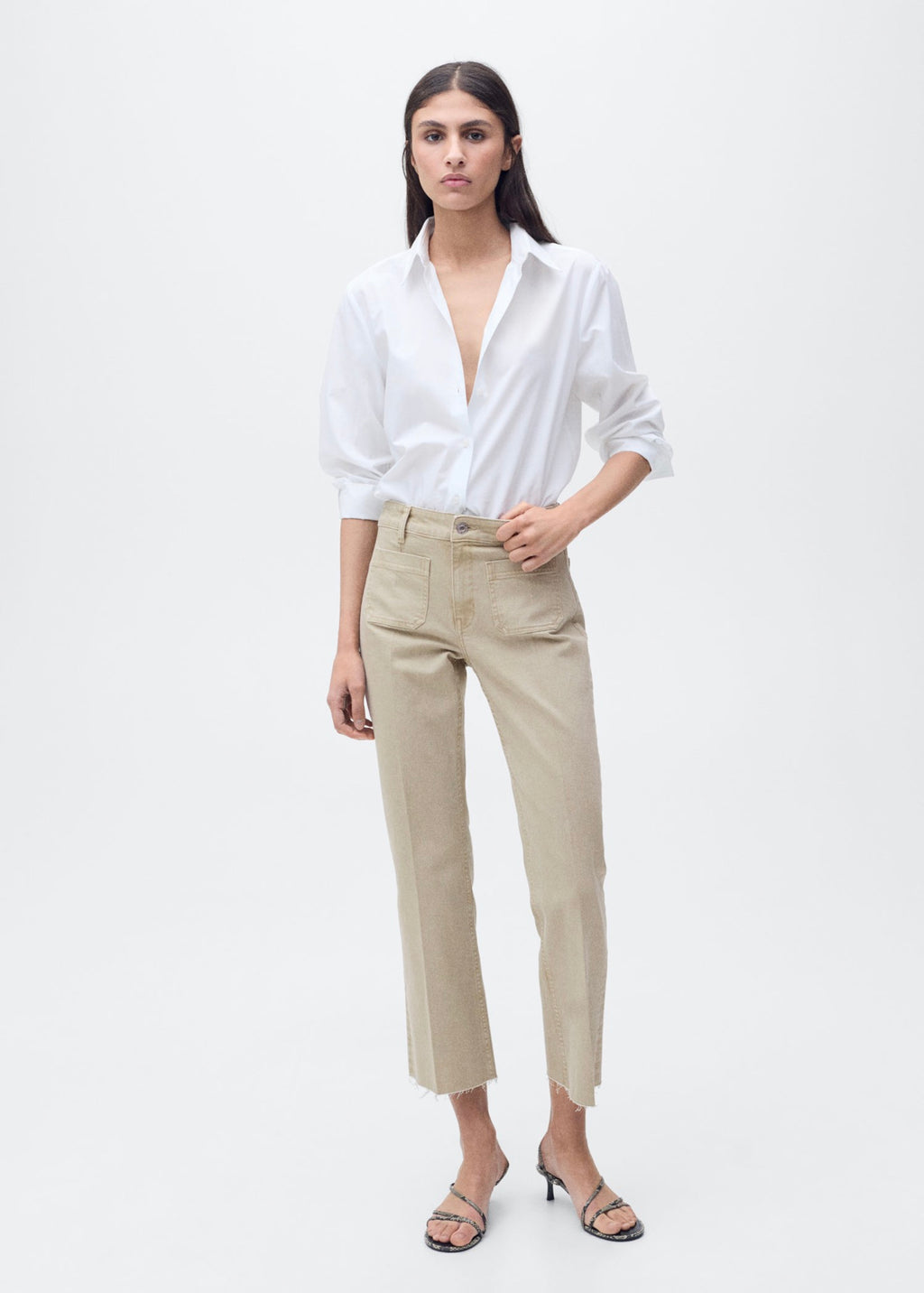 Jean Flare Crop Pockets - Pastel Green
