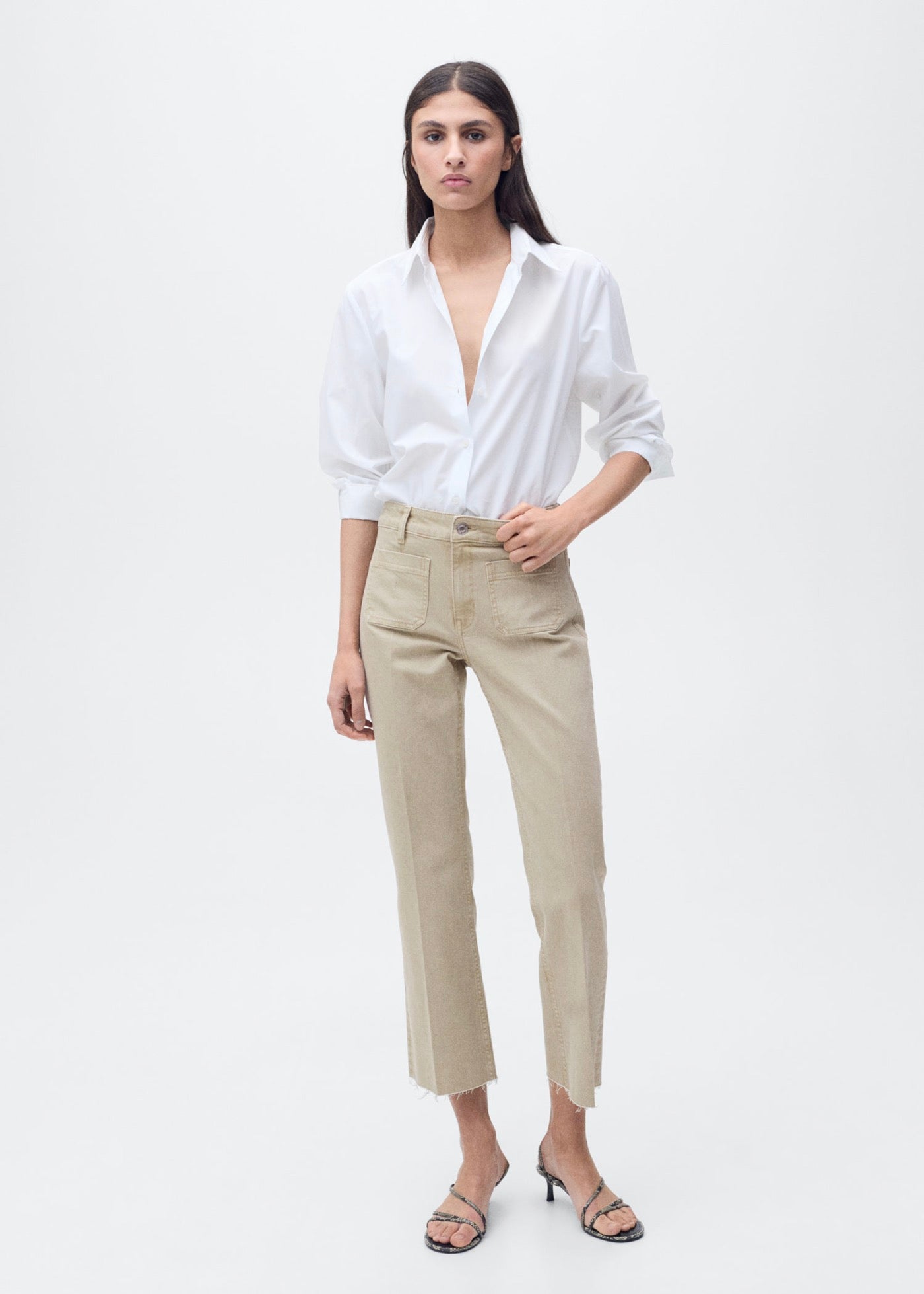 Jean Flare Crop Pockets - Pastel Green