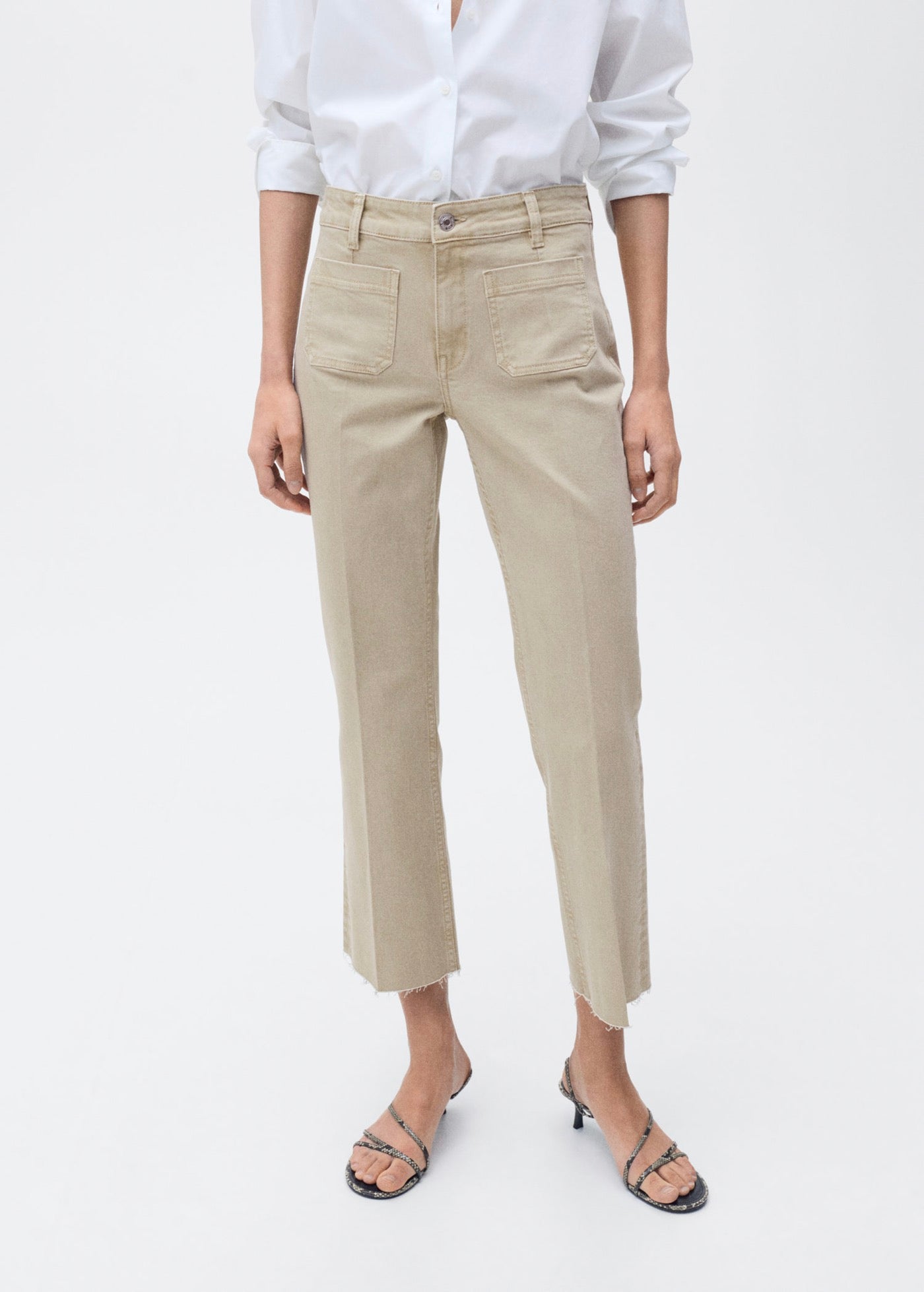 Jean Flare Crop Pockets - Pastel Green