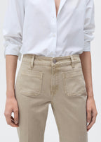 Jean Flare Crop Pockets - Pastel Green