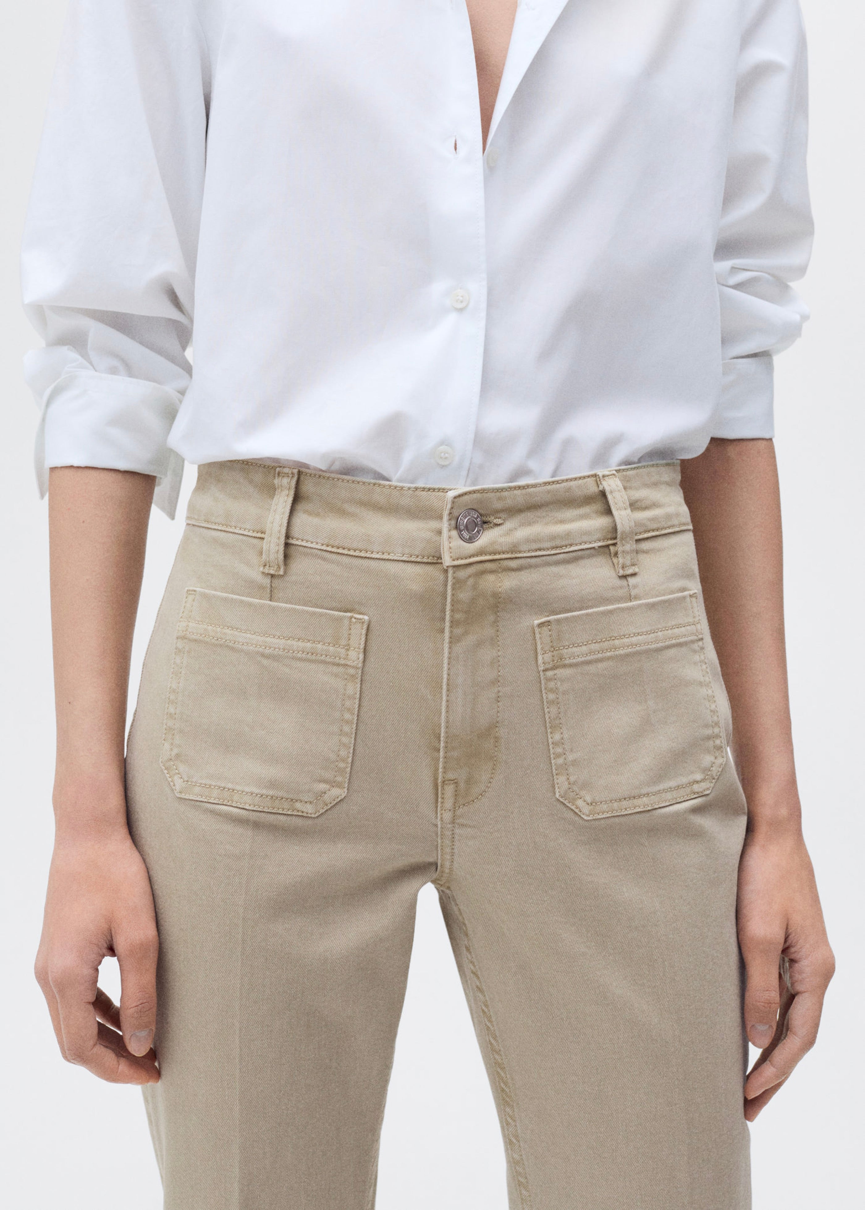 Jean Flare Crop Pockets - Pastel Green