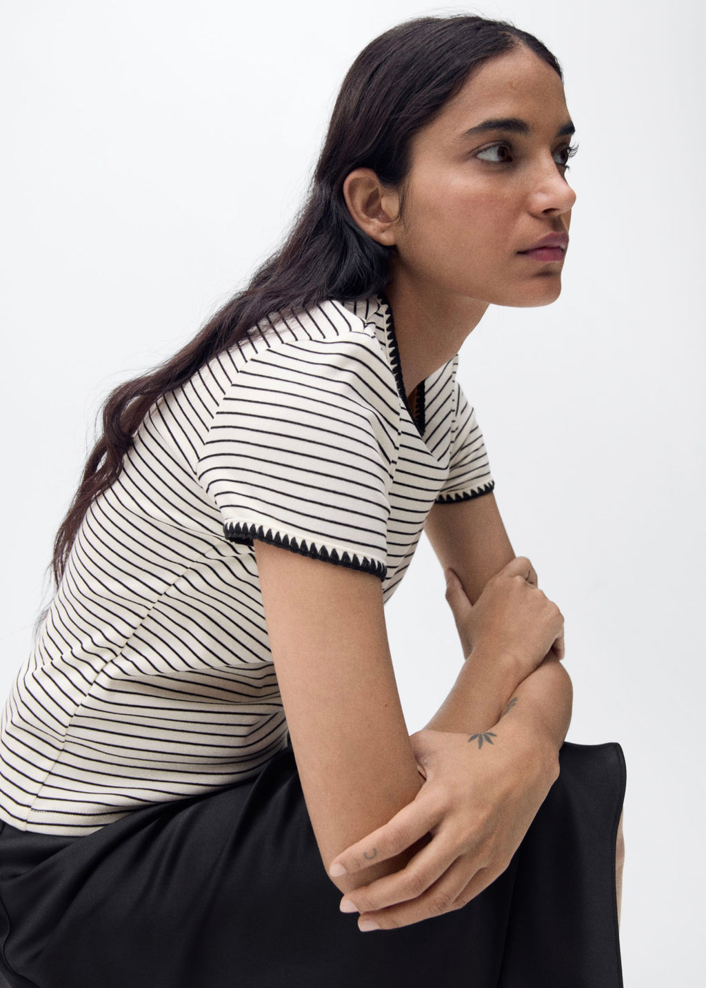 T-Shirt Coton Liserés Contrastants