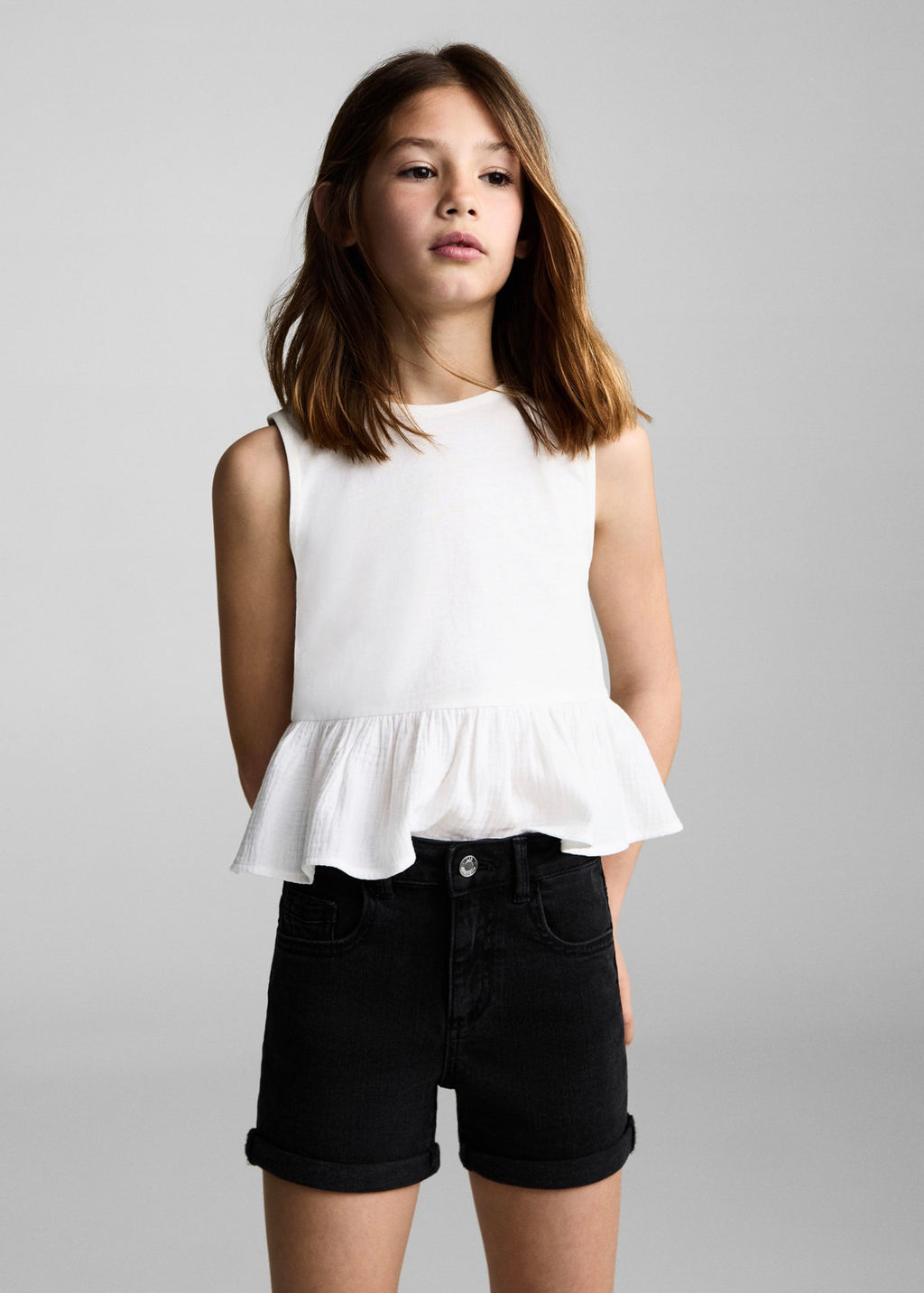 Short Chip Denim Negro - Niña