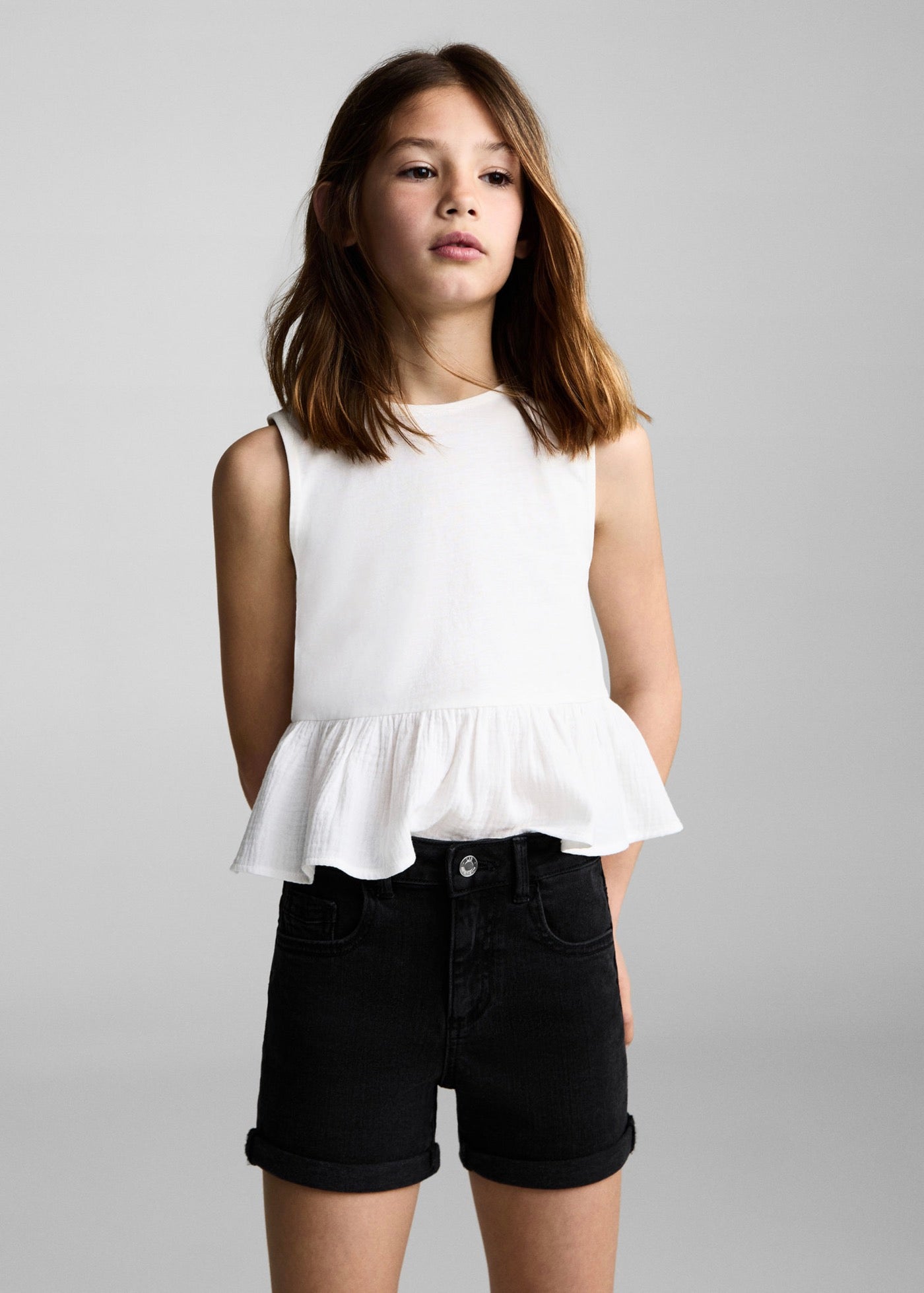 Short Chip Denim Negro - Niña