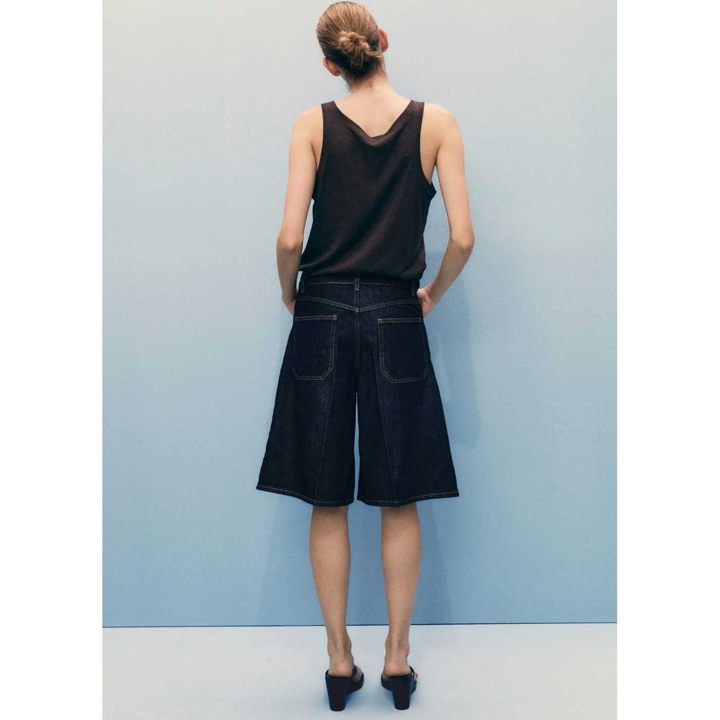 Bermuda Jorts Denim de Tiro Alto