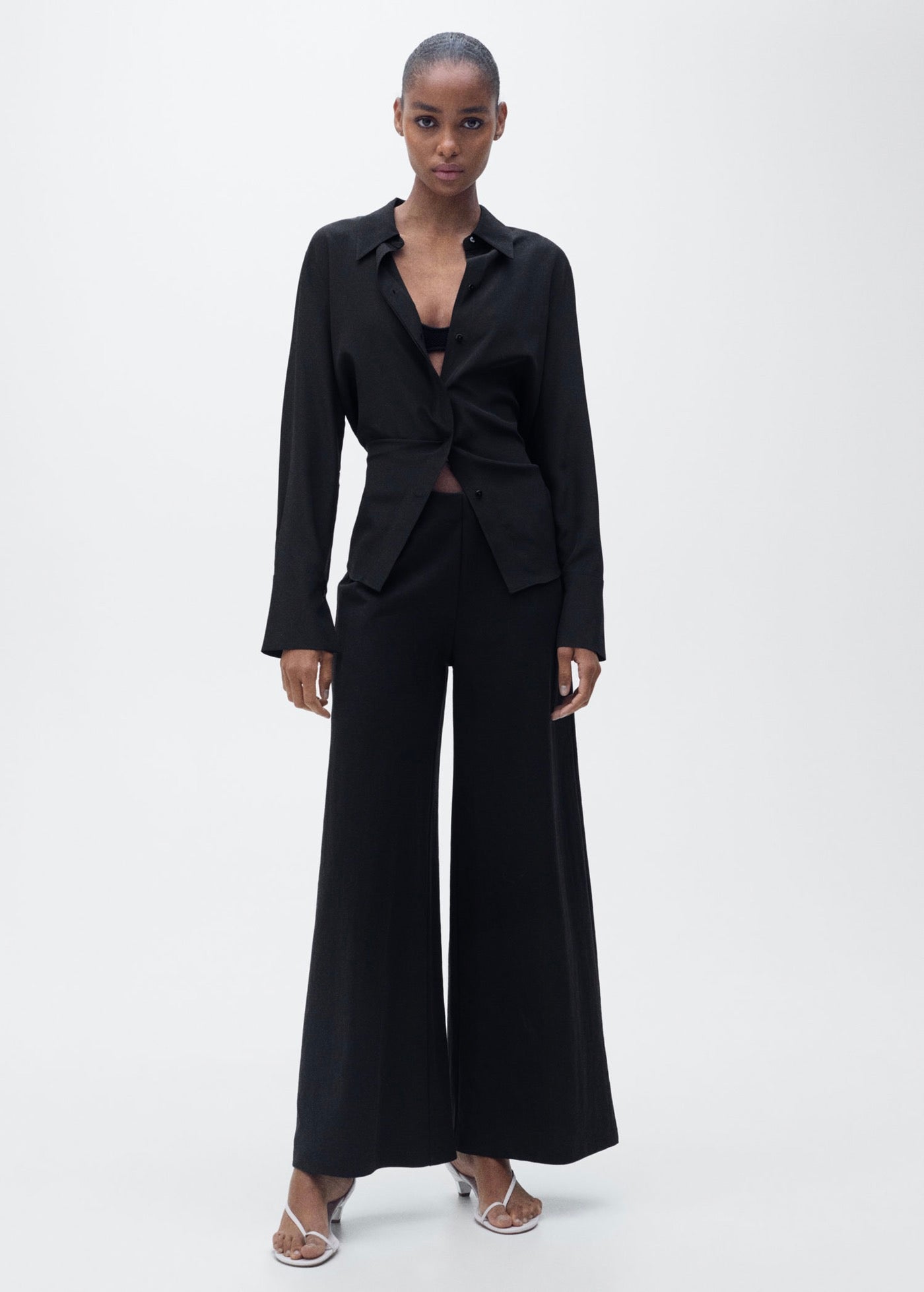 Palazzo Crop Pants - Black