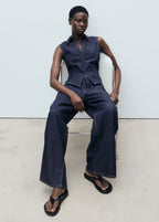 Pantalon Denim Wideleg Ceinture