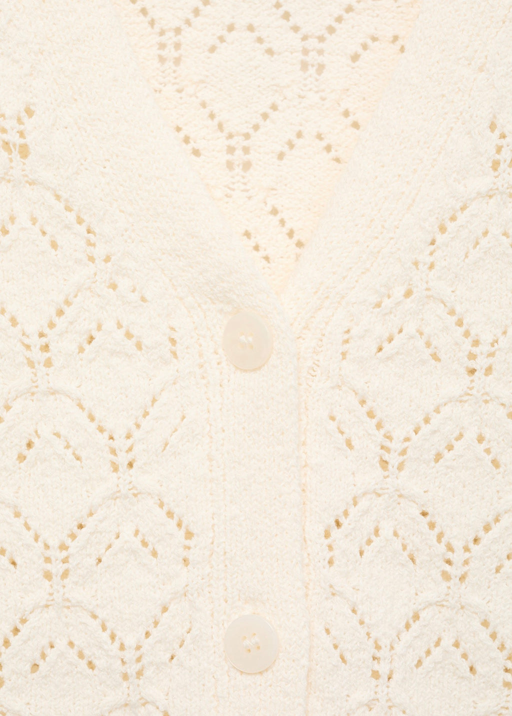 Knit Cardigan with Openwork Details - Ecru