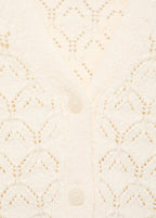 Knit Cardigan with Openwork Details - Ecru