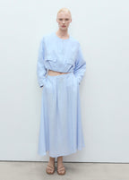 Short Linen Jacket with Pockets - Sky Blue