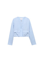 Short Linen Jacket with Pockets - Sky Blue