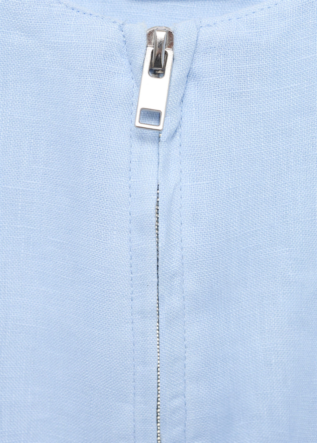 Short Linen Jacket with Pockets - Sky Blue