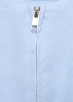 Short Linen Jacket with Pockets - Sky Blue
