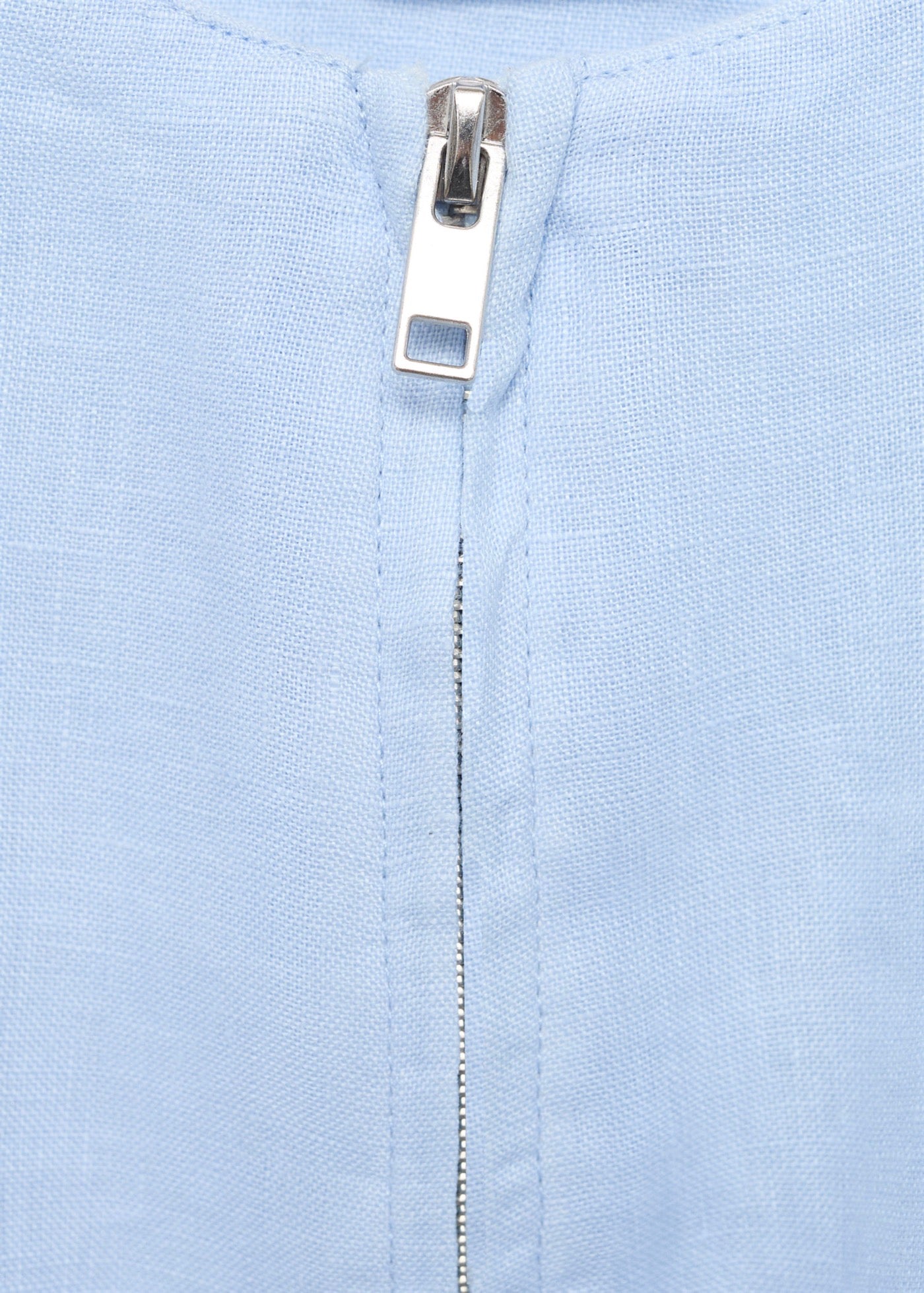 Short Linen Jacket with Pockets - Sky Blue
