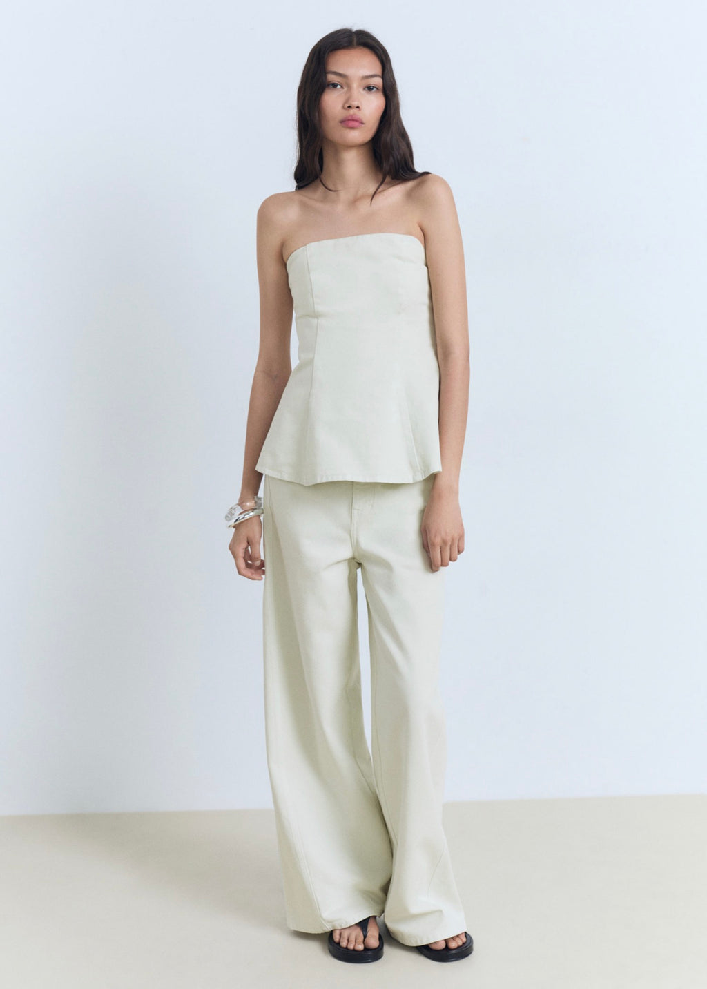 Normal Waist Wideleg Jeans - Pastel Green