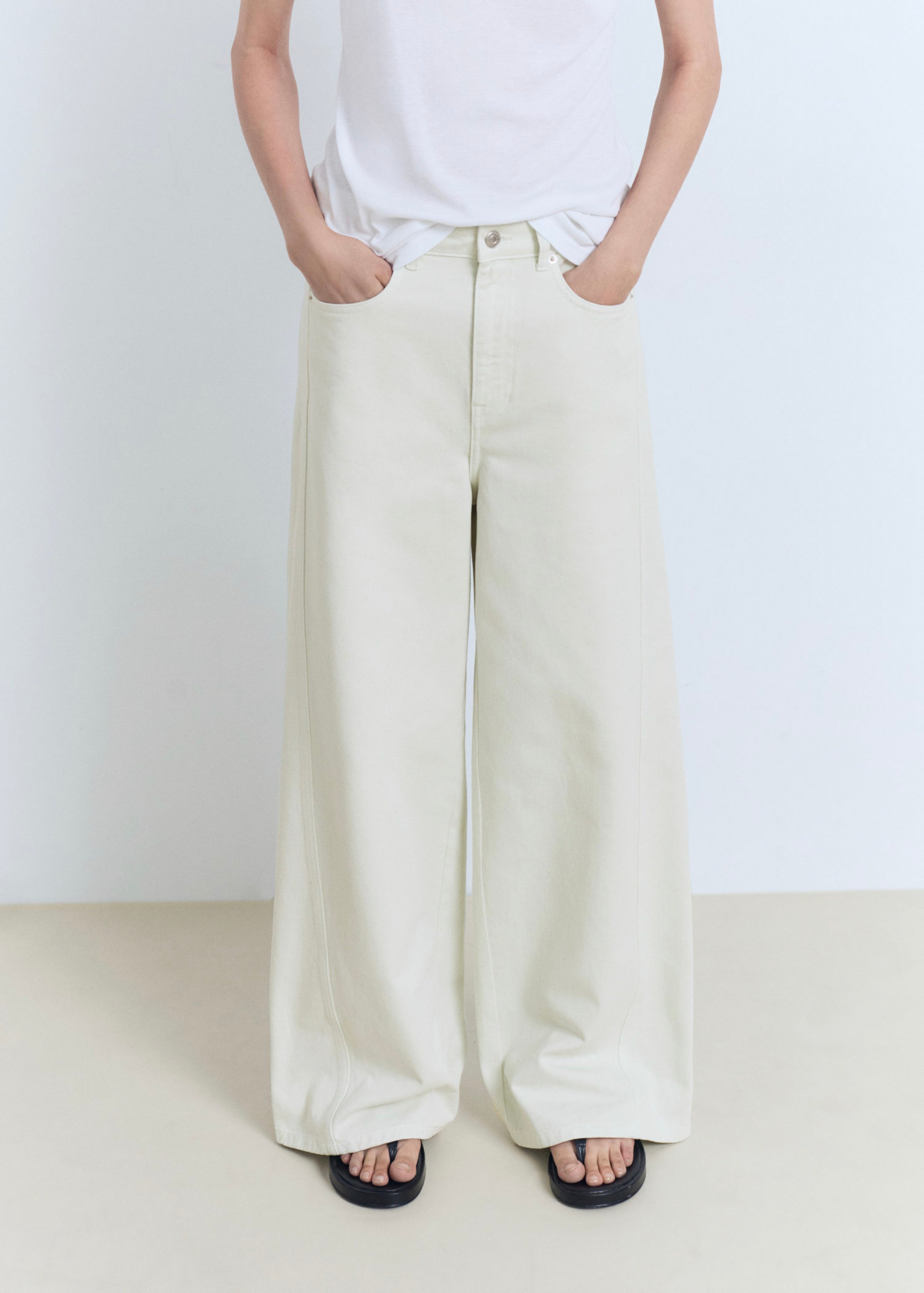 Normal Waist Wideleg Jeans - Pastel Green