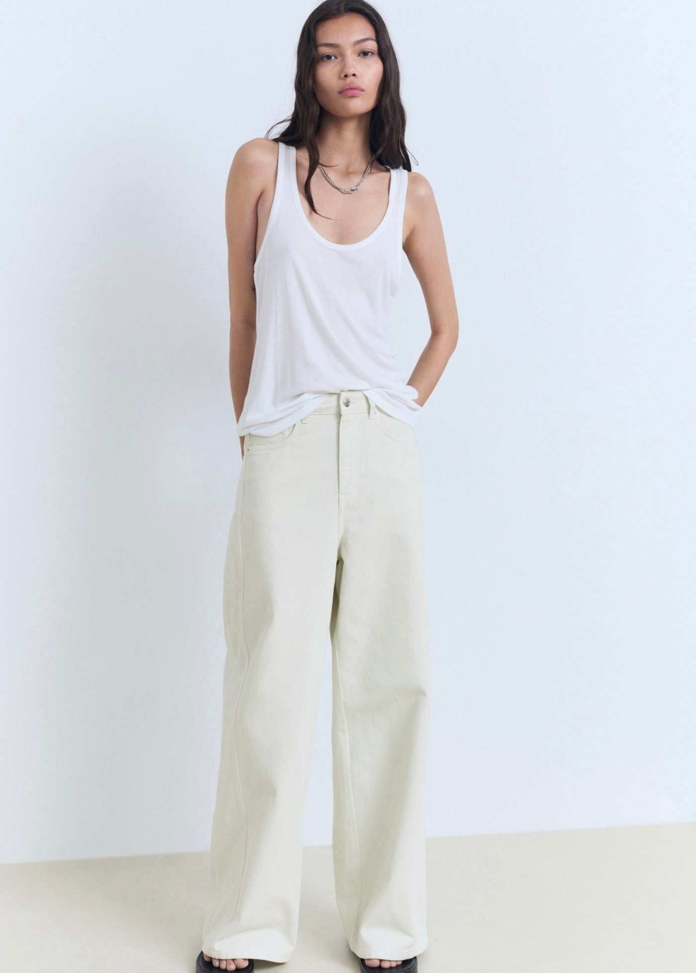 Normal Waist Wideleg Jeans - Pastel Green