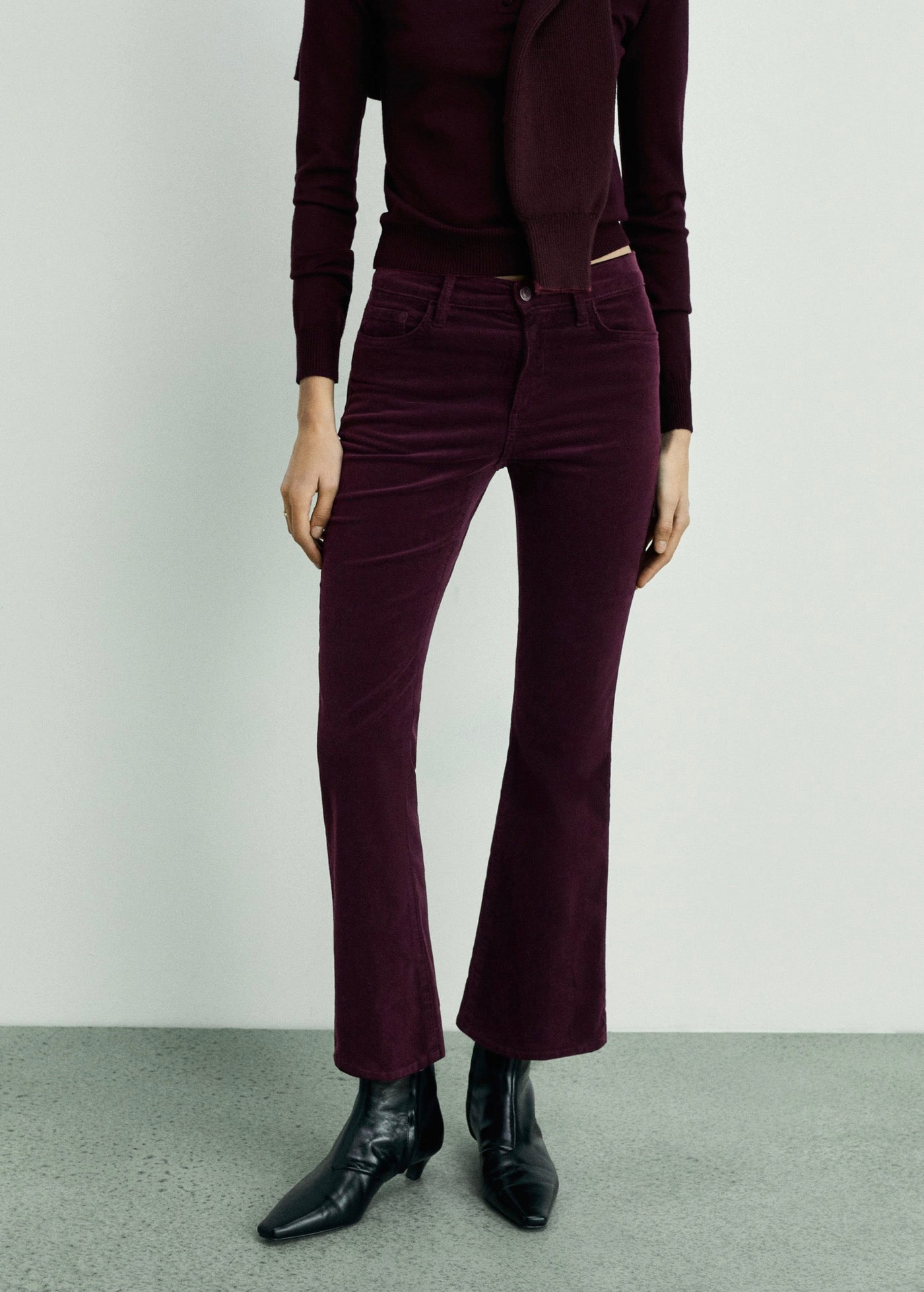 Sienna Cropped Flared Corduroy Trousers