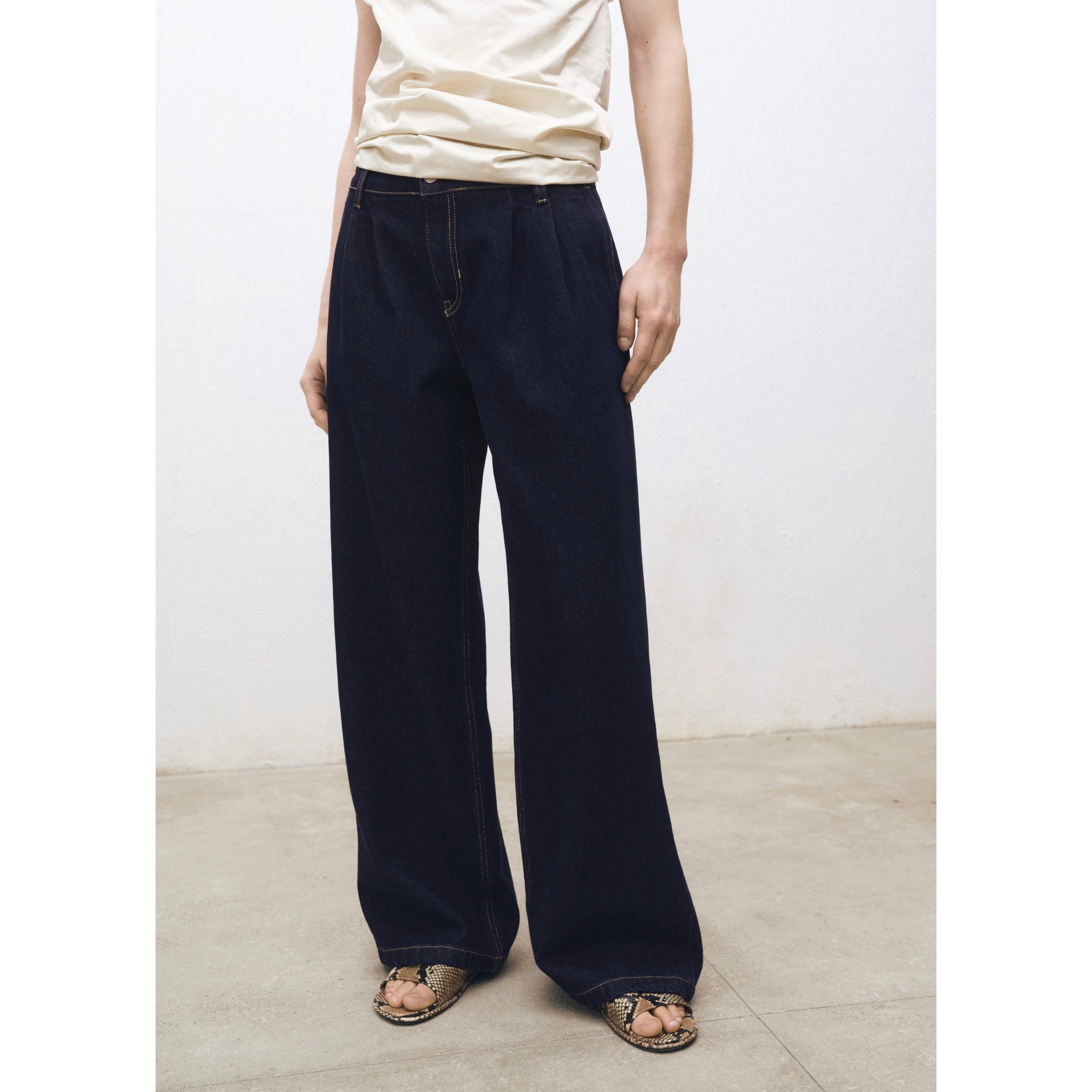 Jean Wideleg Pinces Rinse Wash - Open Blue