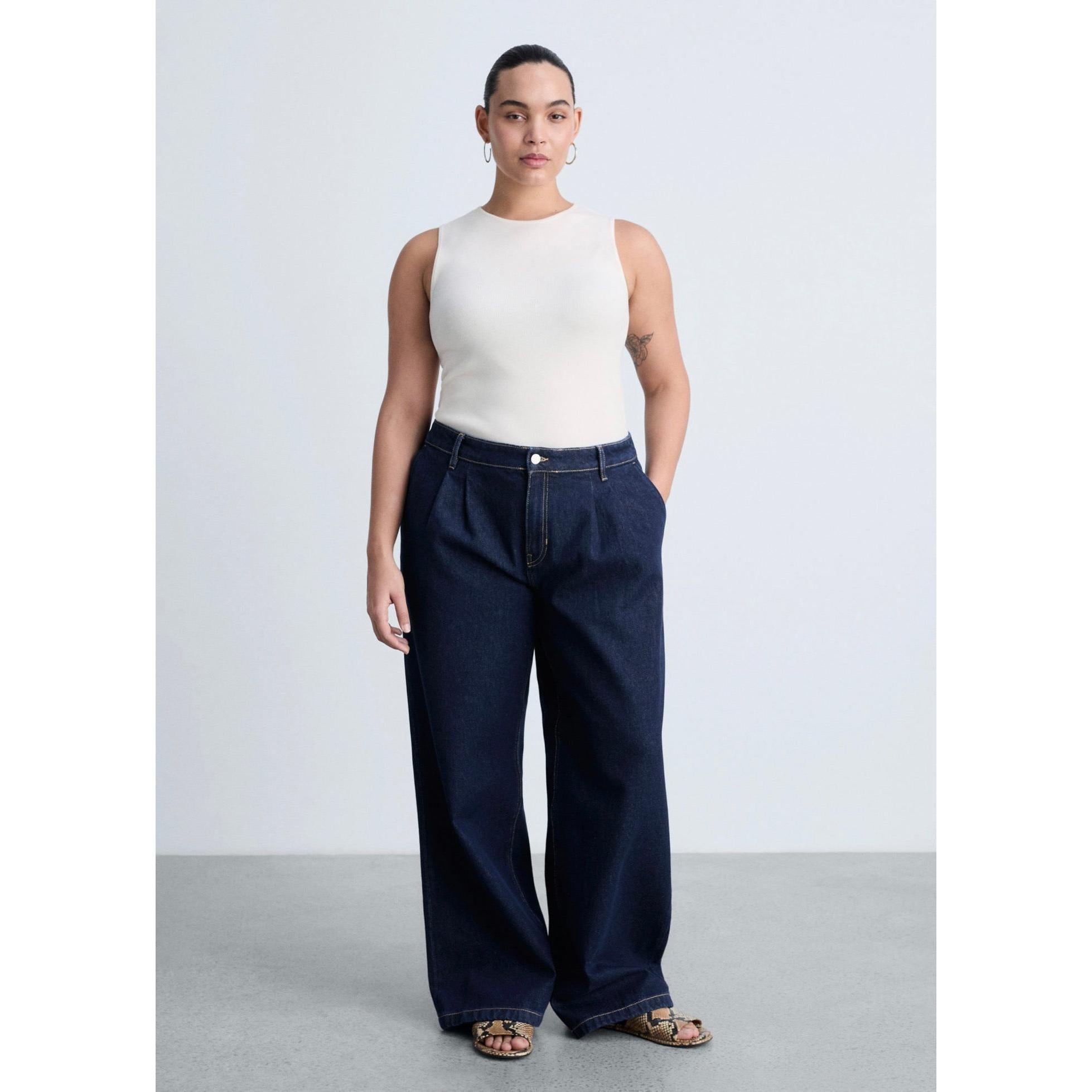 Jean Wideleg Pinces Rinse Wash - Open Blue