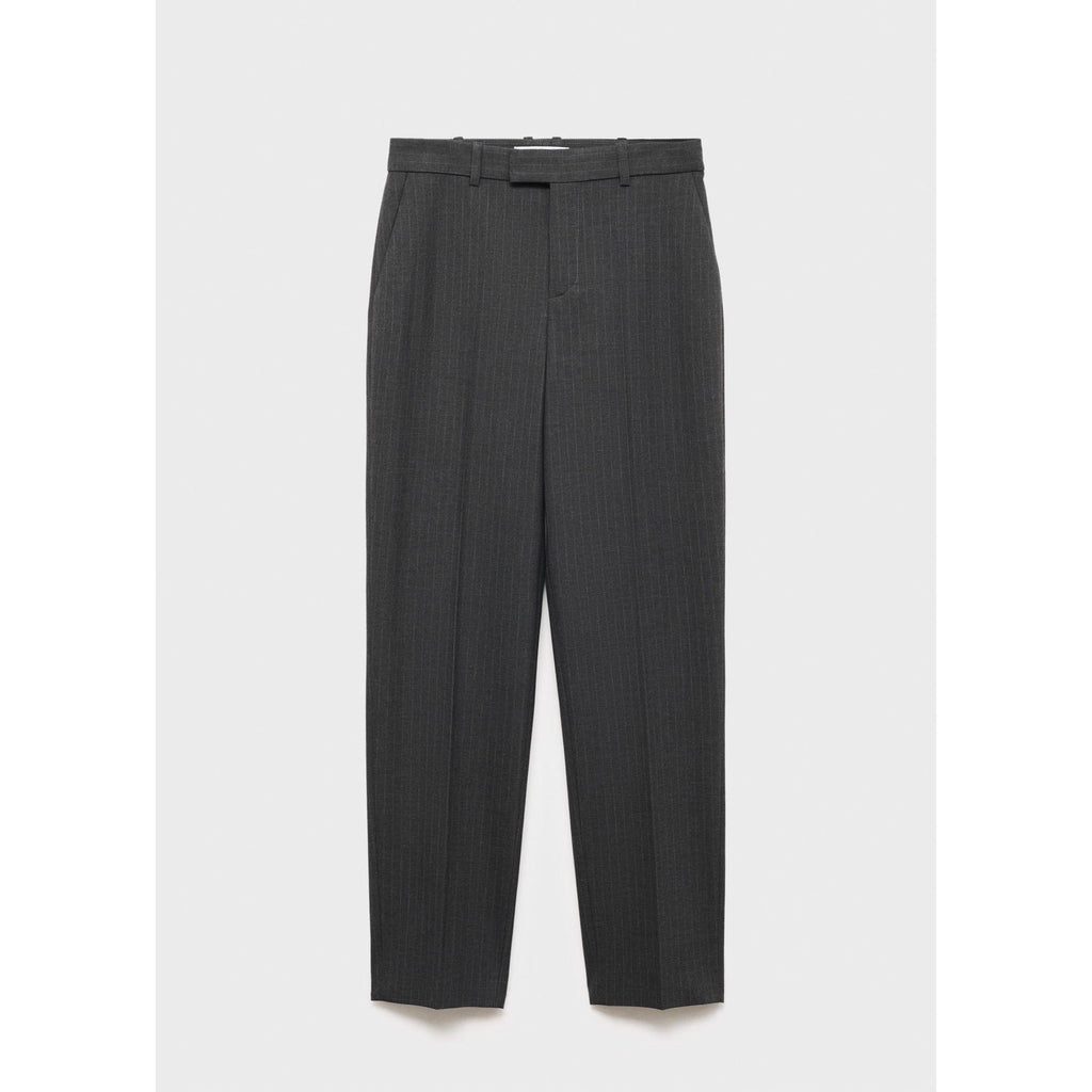 Pinstripe Suit Trousers - Dark Heather Gray
