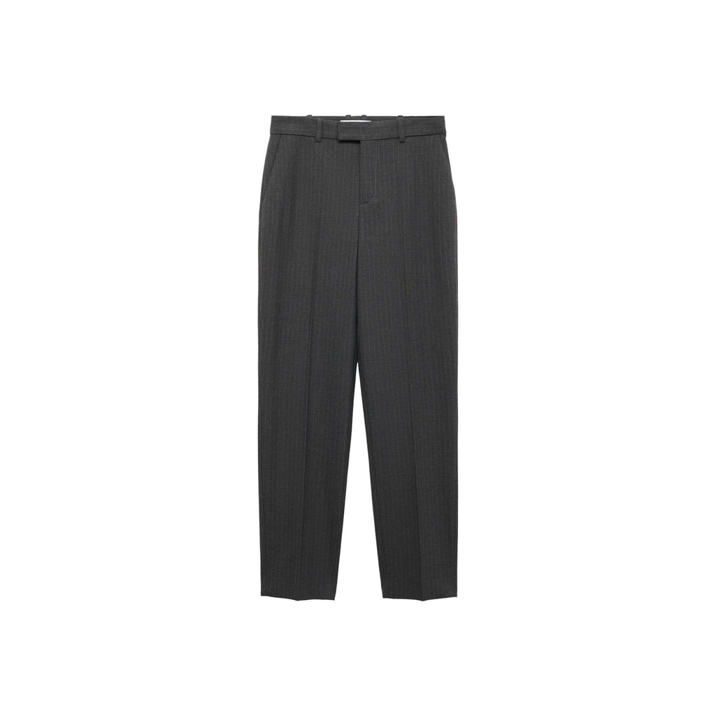 Pinstripe Suit Trousers - Dark Heather Gray
