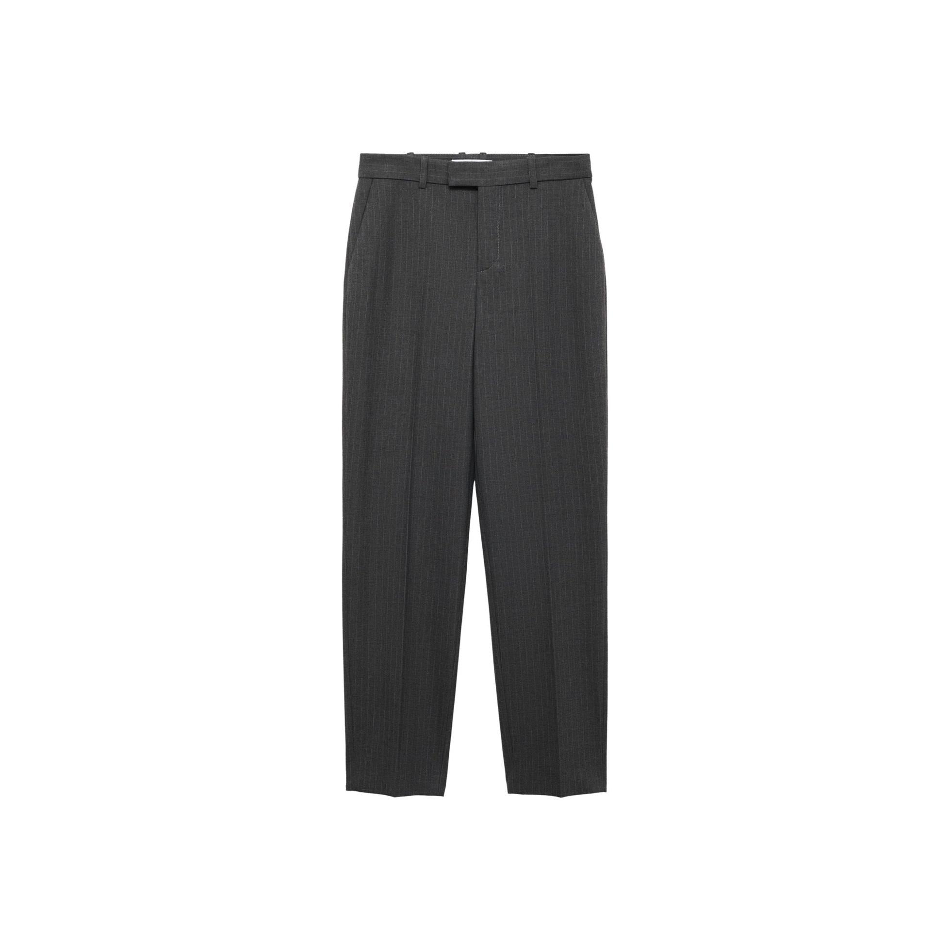 Pinstripe Suit Trousers - Dark Heather Gray