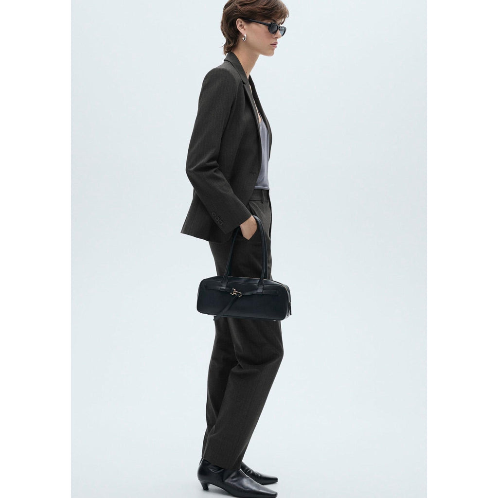 Pinstripe Suit Trousers - Dark Heather Gray