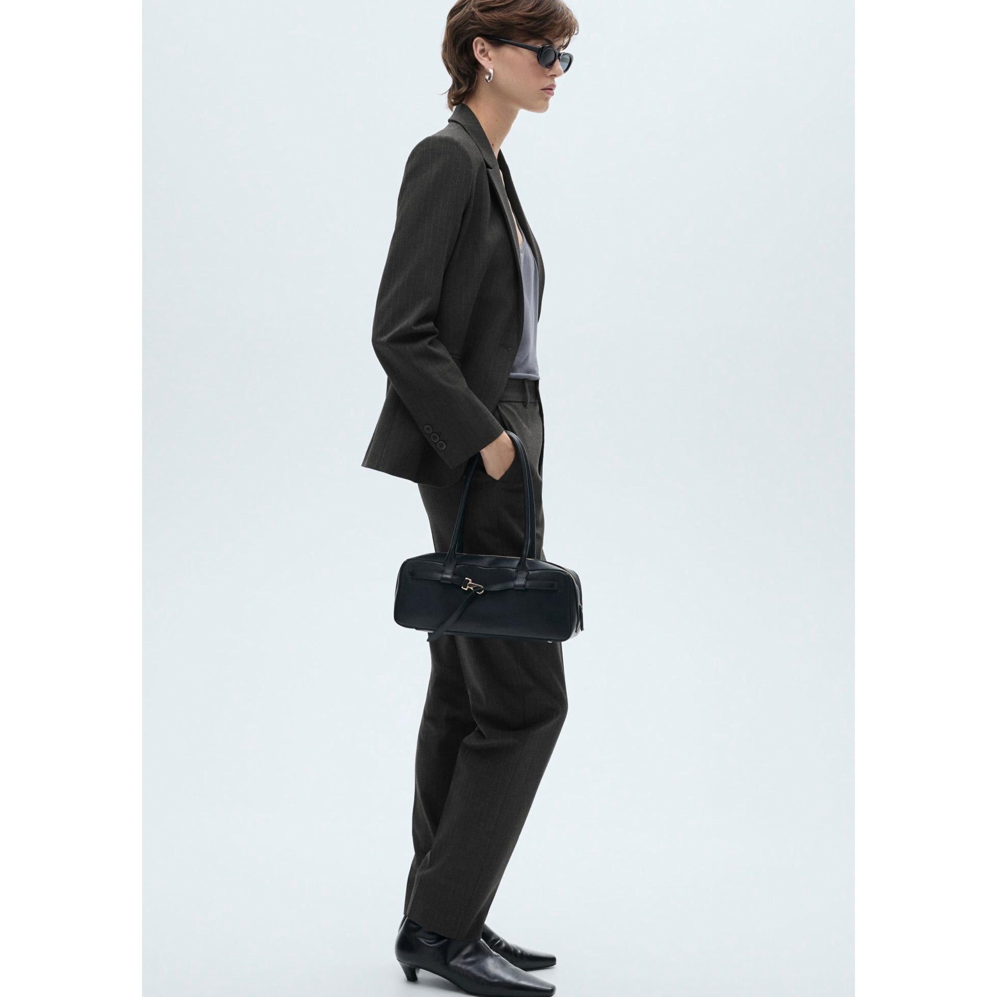 Pinstripe Suit Trousers - Dark Heather Gray