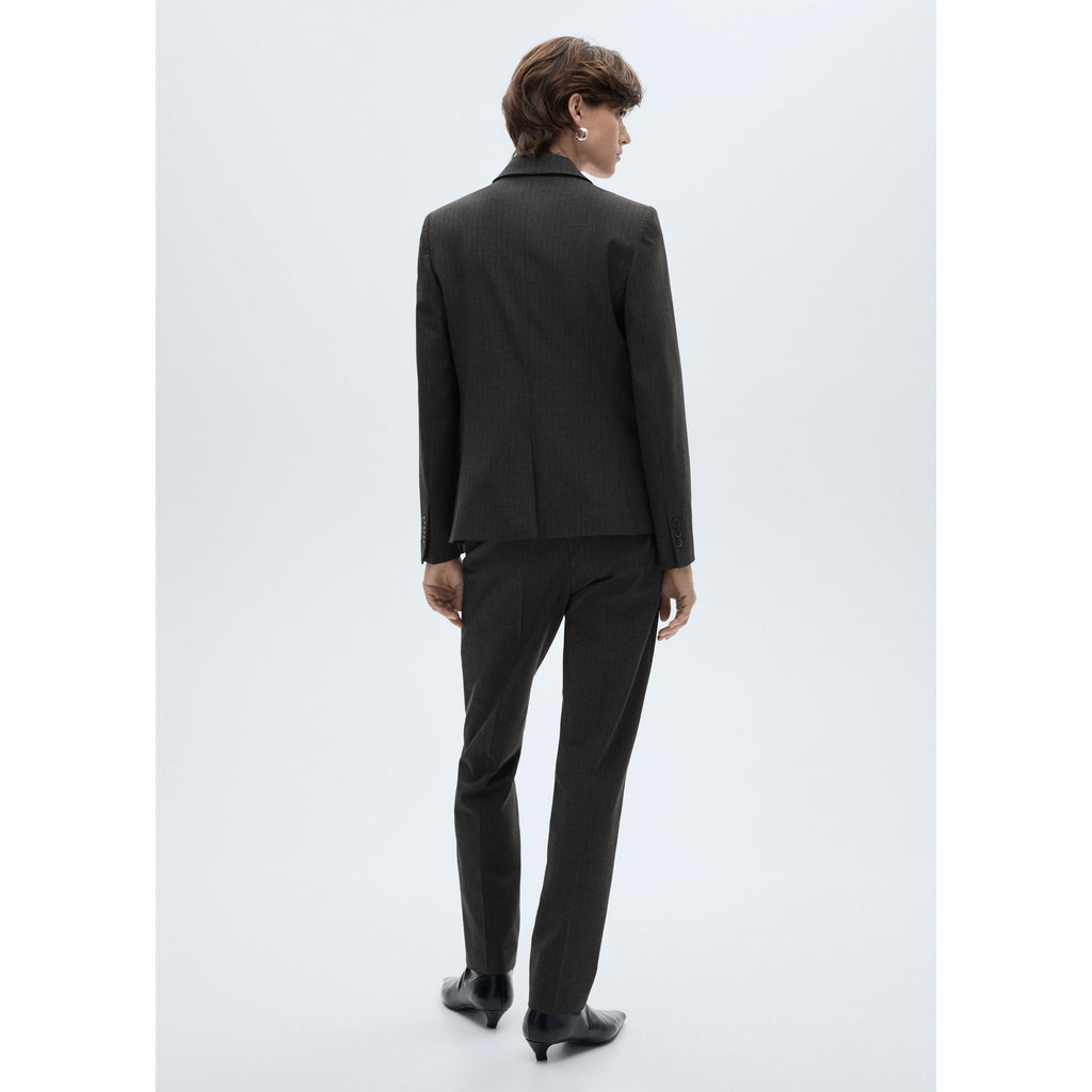 Pinstripe Suit Trousers - Dark Heather Gray