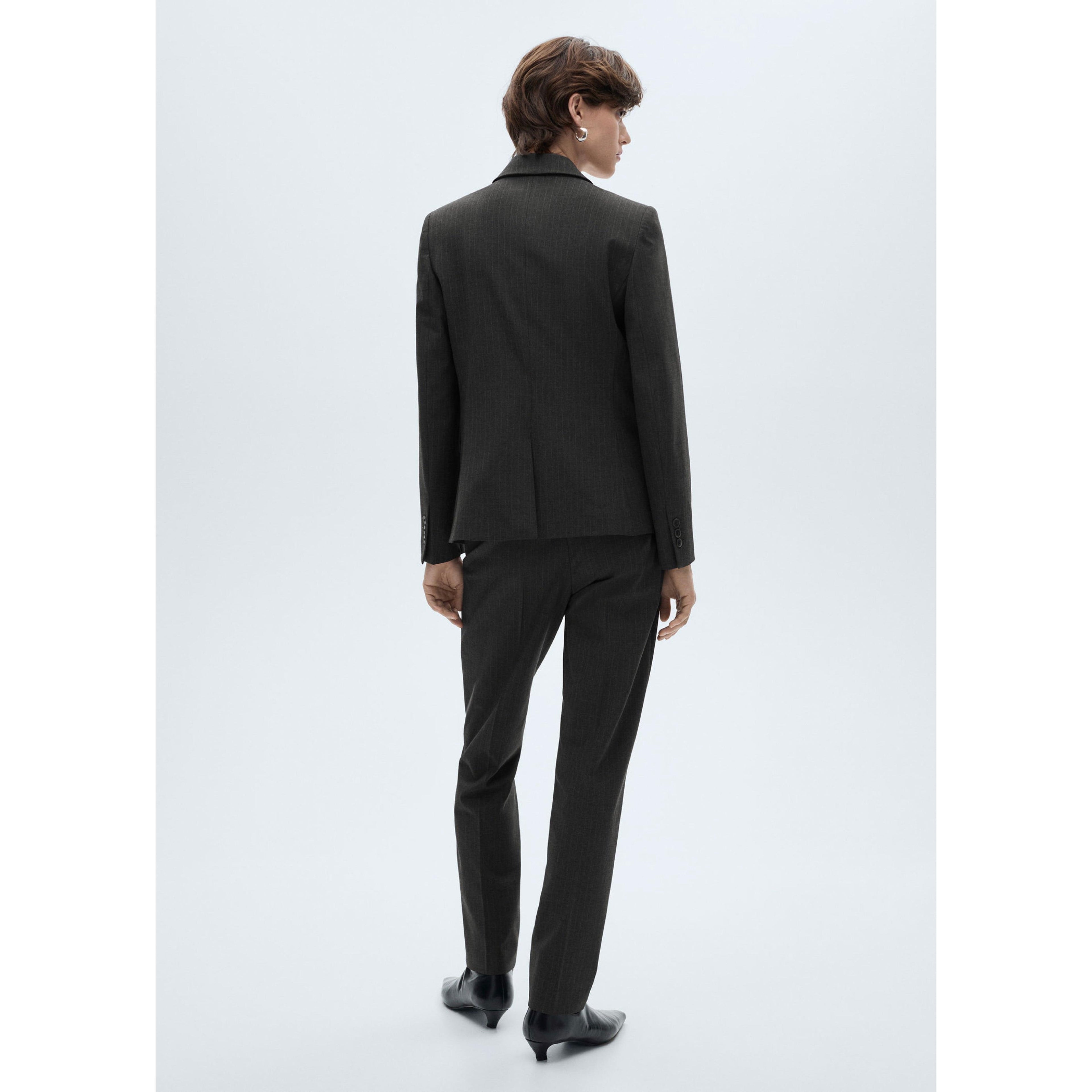 Pinstripe Suit Trousers - Dark Heather Gray