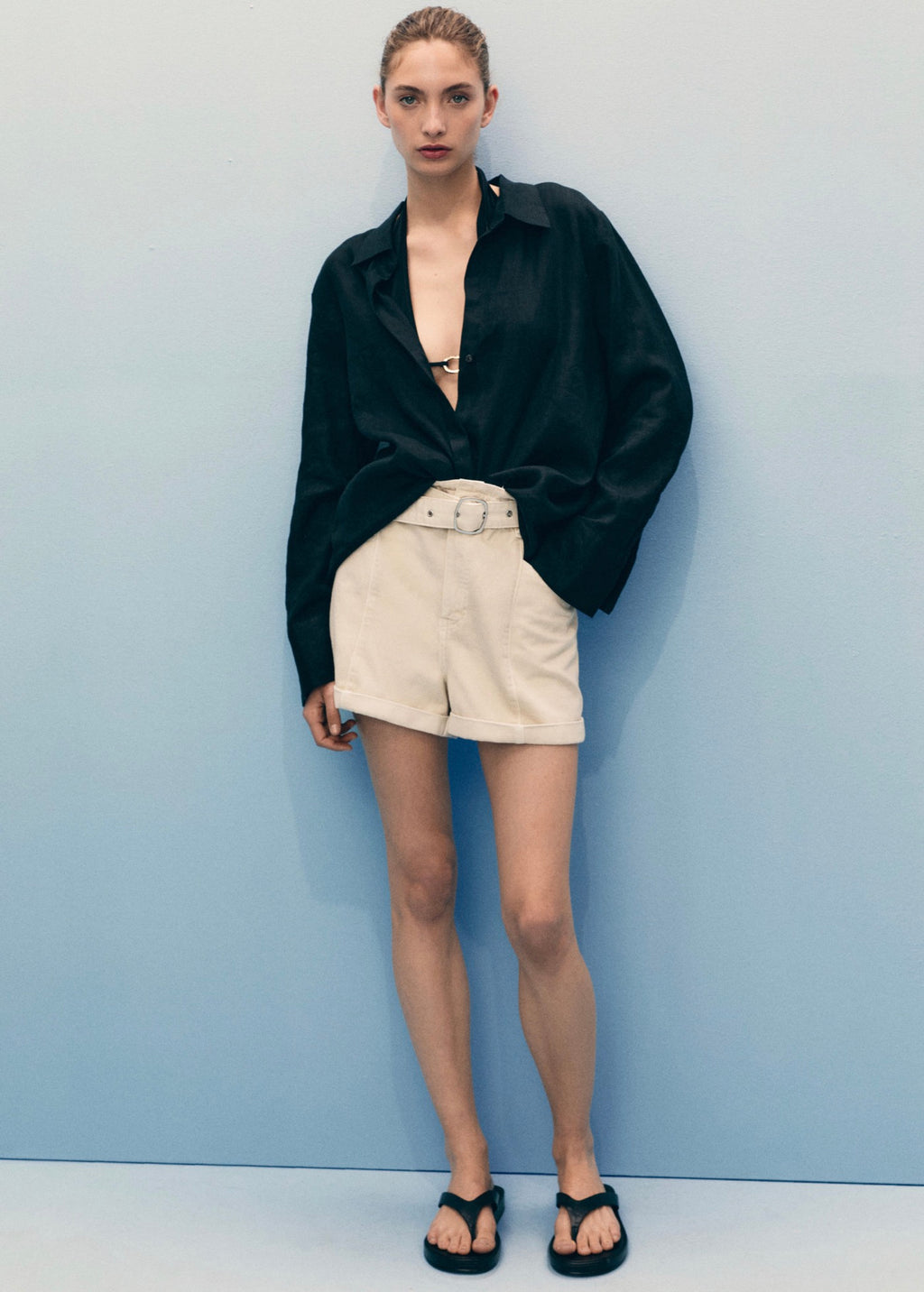 Shorts Paperbag Avec Ourlet Retroussé Et Ceinture