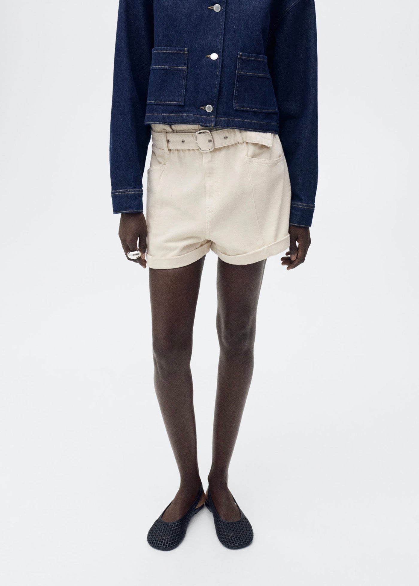 Shorts Paperbag Avec Ourlet Retroussé Et Ceinture