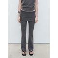 Pantalon Évasé Taille Retournée - Grey