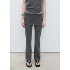 Pantalon Évasé Taille Retournée - Grey