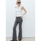 Pantalon Évasé Taille Retournée - Grey