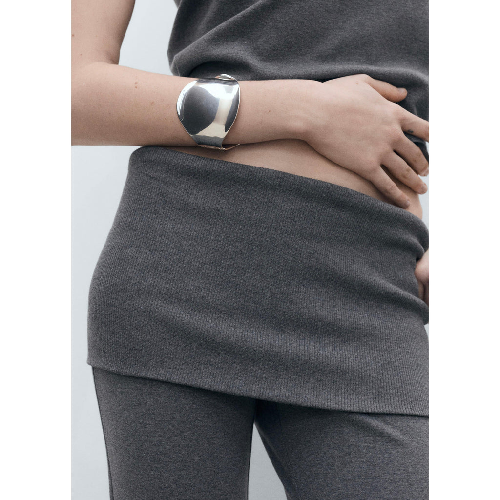 Pantalon Évasé Taille Retournée - Grey