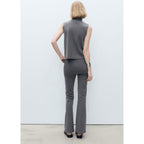 Pantalon Évasé Taille Retournée - Grey