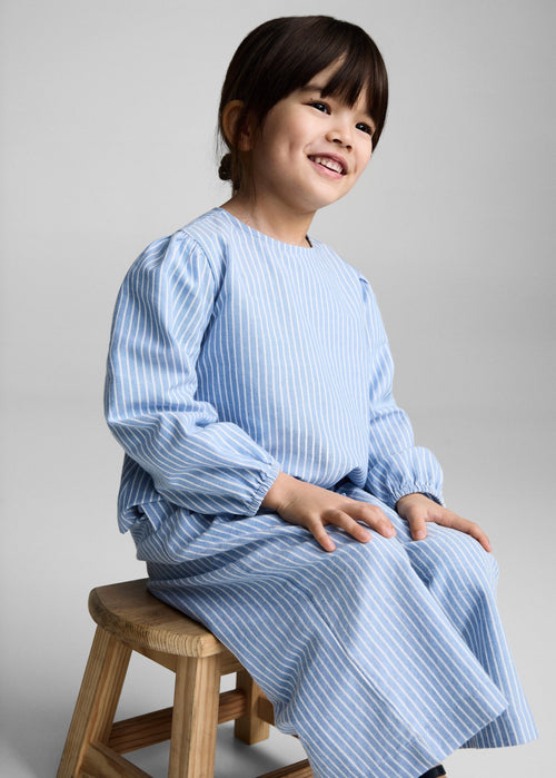 Pantalon Rayé En Coton - Azul Indigo - Bébé Fille