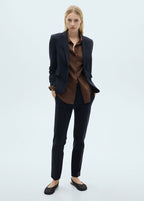 Straight Leg Trousers in Point De Rome Knit - Dark Navy