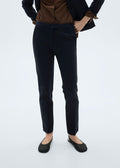 Straight Leg Trousers in Point De Rome Knit - Dark Navy