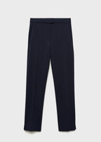 Straight Leg Trousers in Point De Rome Knit - Dark Navy