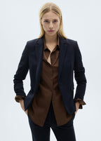 Straight Leg Trousers in Point De Rome Knit - Dark Navy