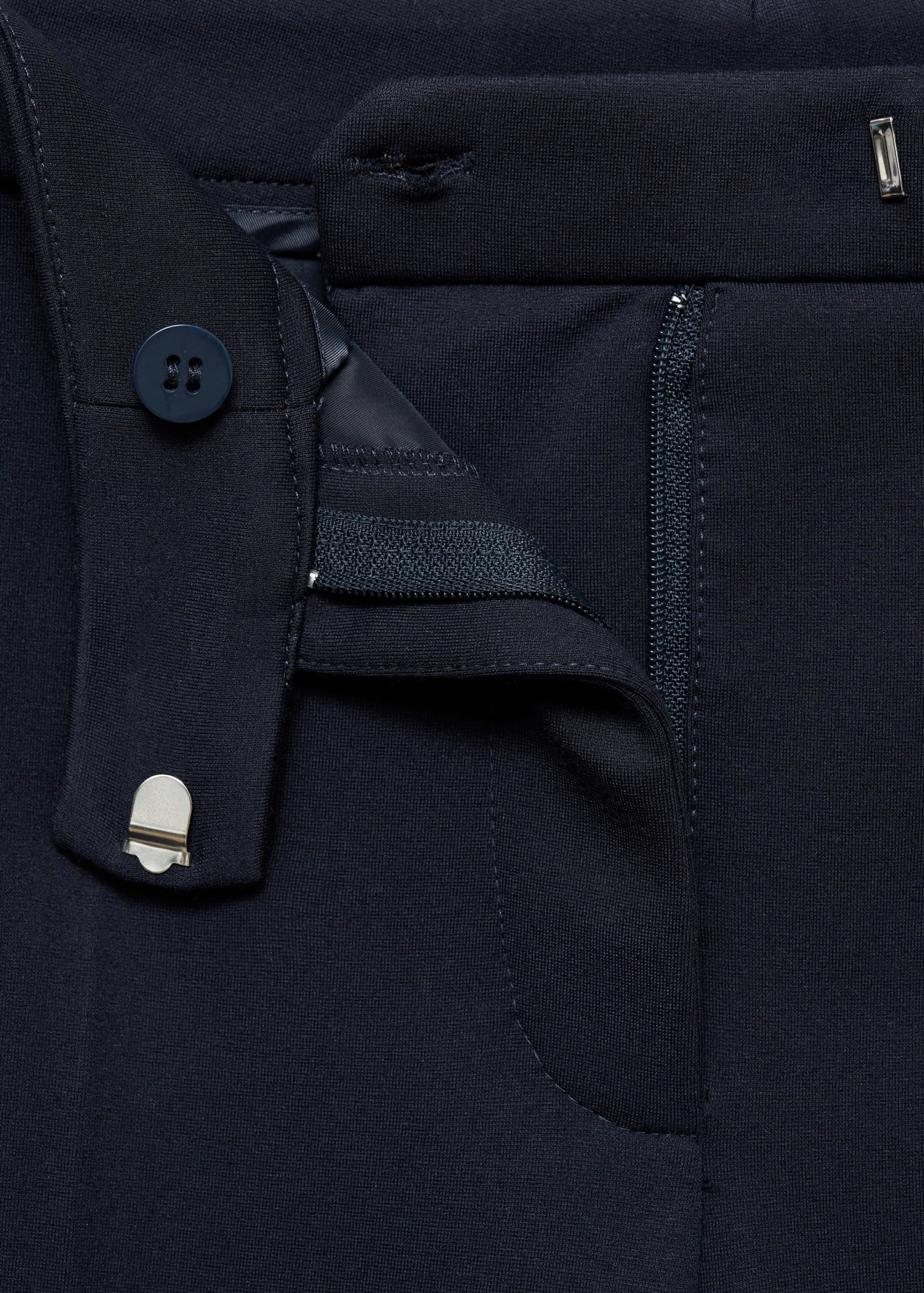 Straight Leg Trousers in Point De Rome Knit - Dark Navy