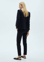 Straight Leg Trousers in Point De Rome Knit - Dark Navy