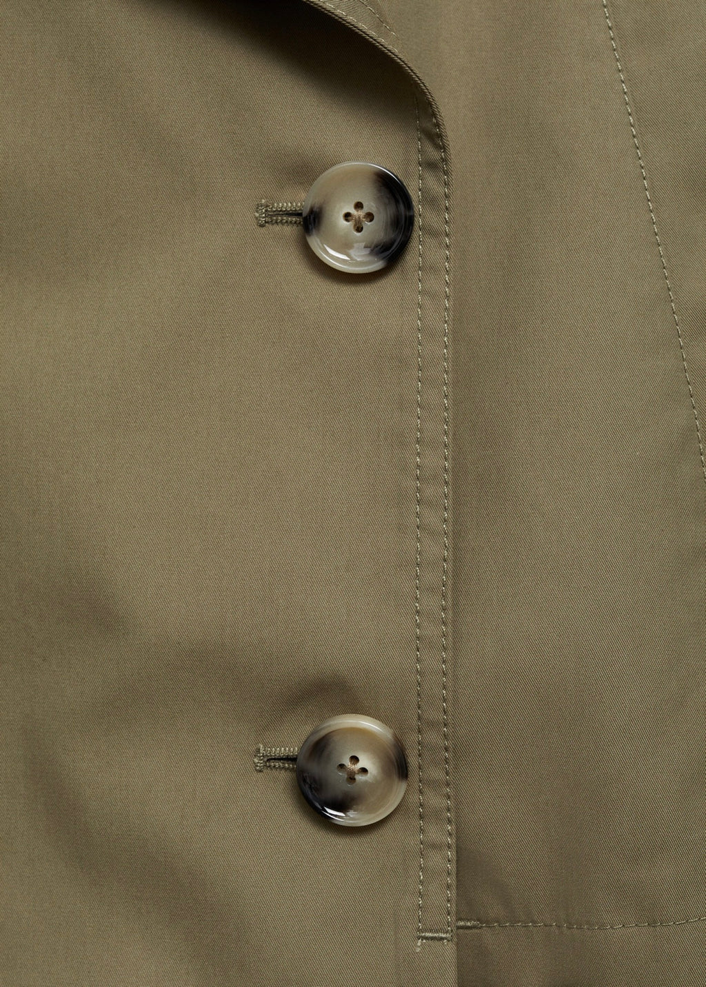 Double-Breasted Cropped Trench Coat - Khaki
