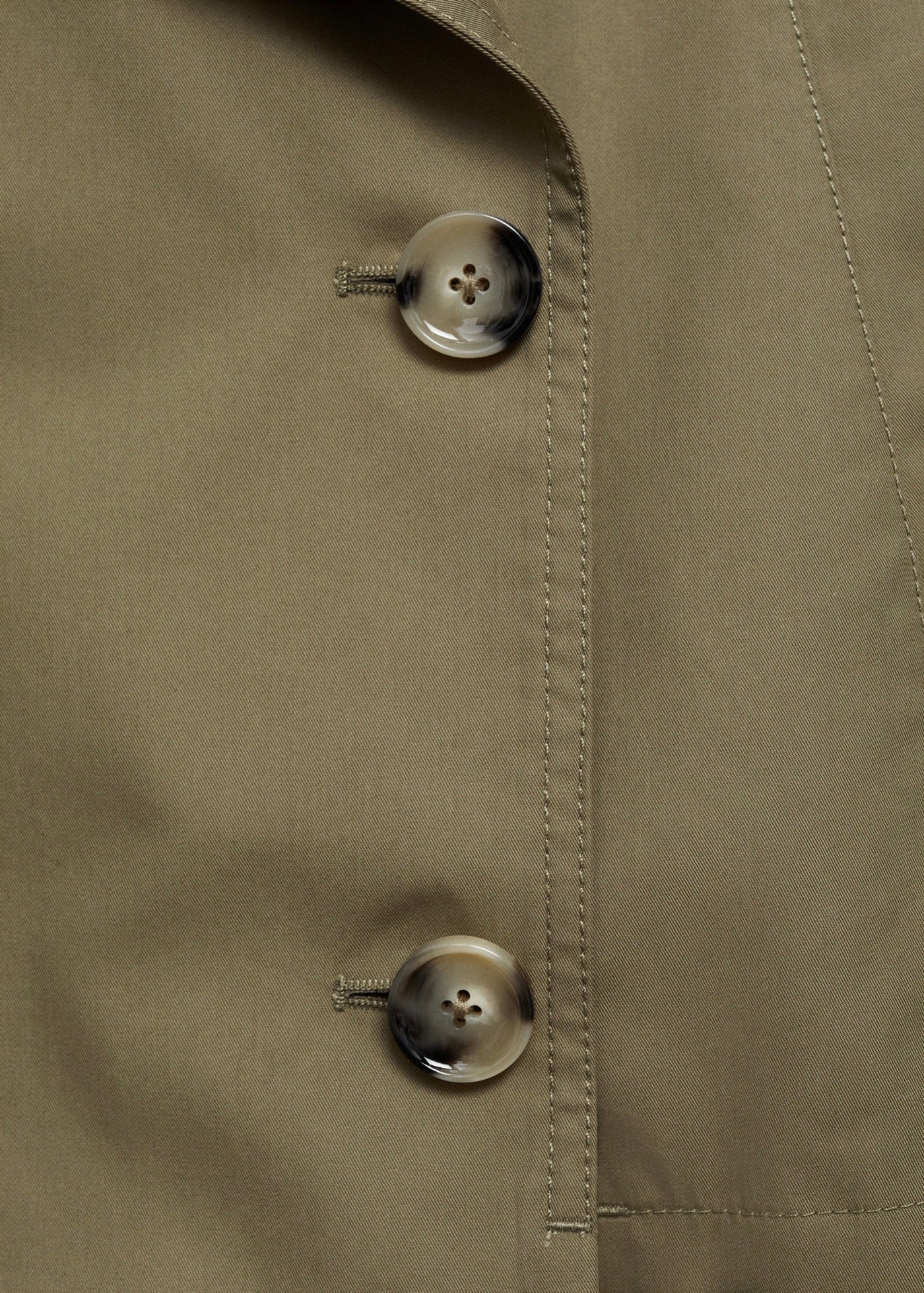 Double-Breasted Cropped Trench Coat - Khaki