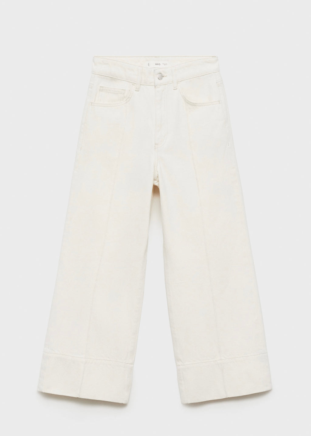 Wideleg Crop Coutures Jeans - Ecru